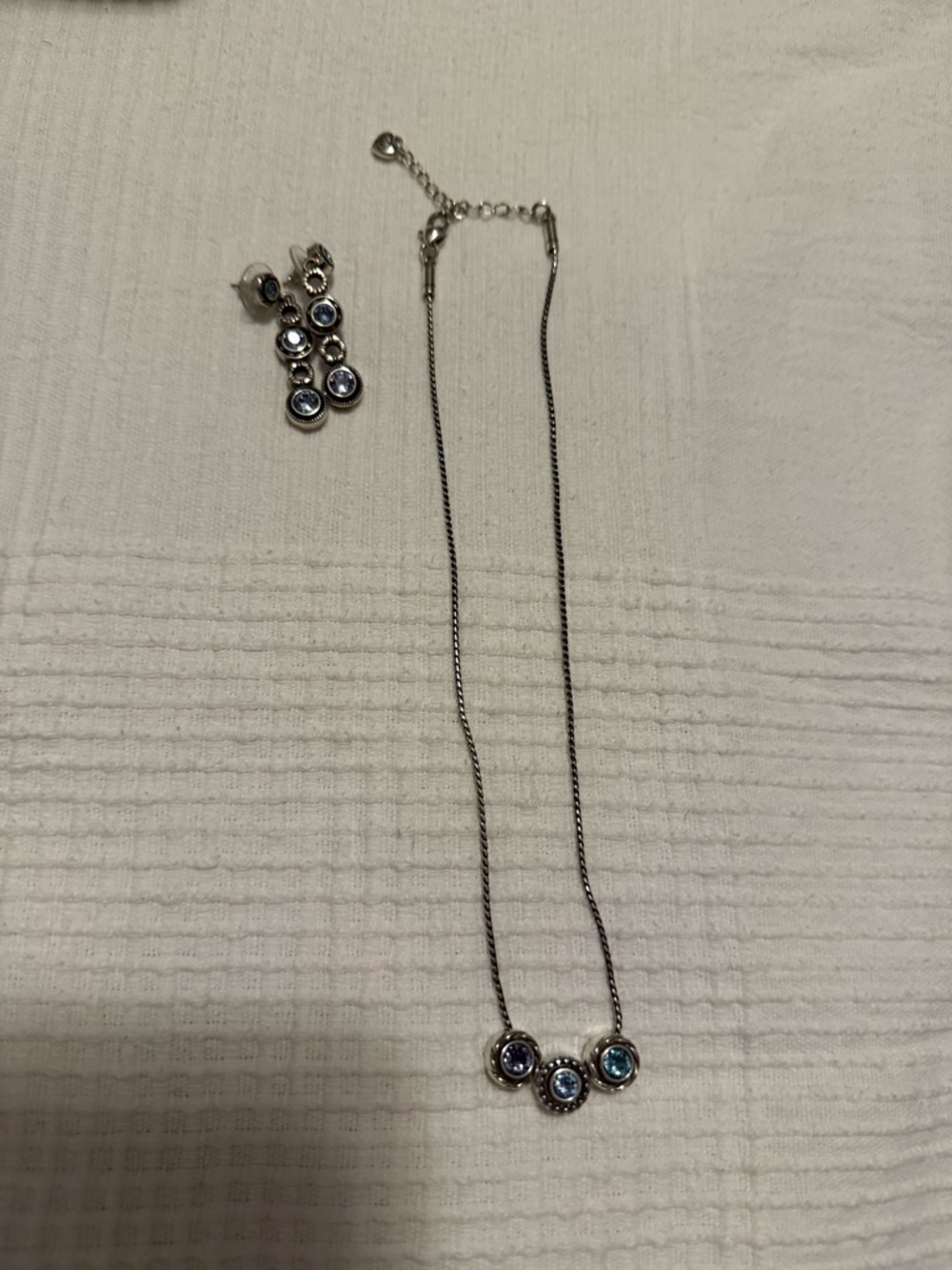 Brighton Silver Necklace with Blue and Purple Crystal Stones - Picture 2 of 6